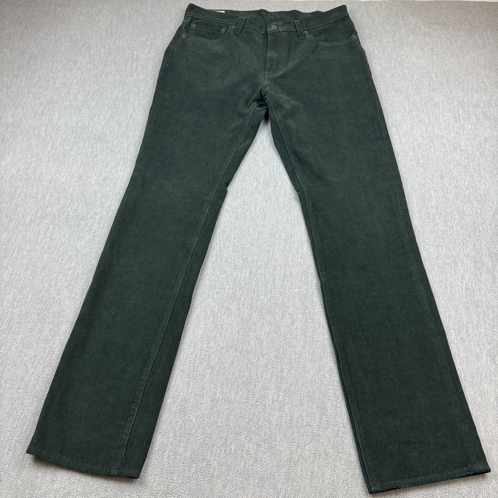 Levis 511 Pants Mens 34X34 Green Corduroy Trousers Slim Straight Leg Fit Premium